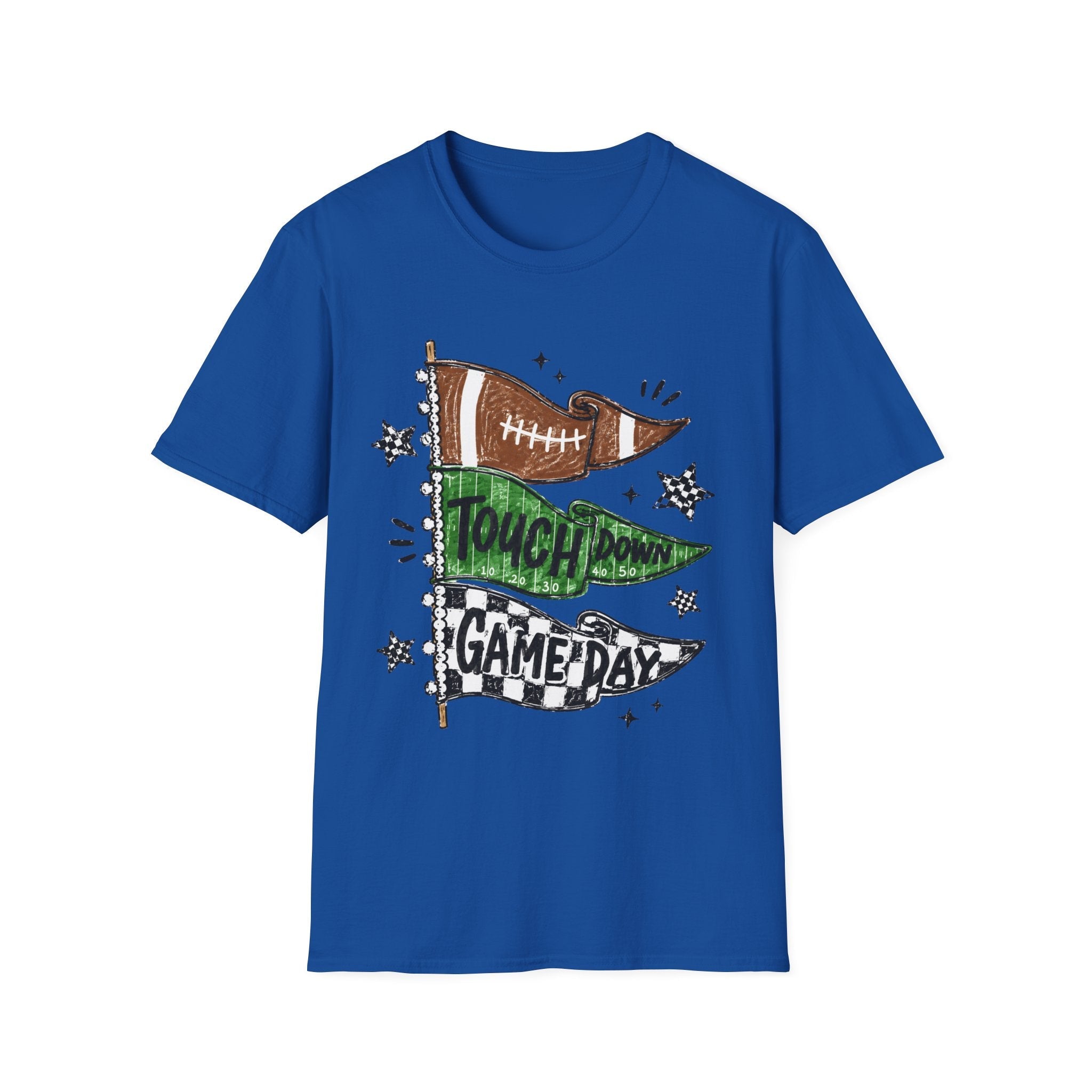 Game Day Football Tee — 'Touchdown' Pennant Graphic T-Shirt - Rooted & Reckless Co.