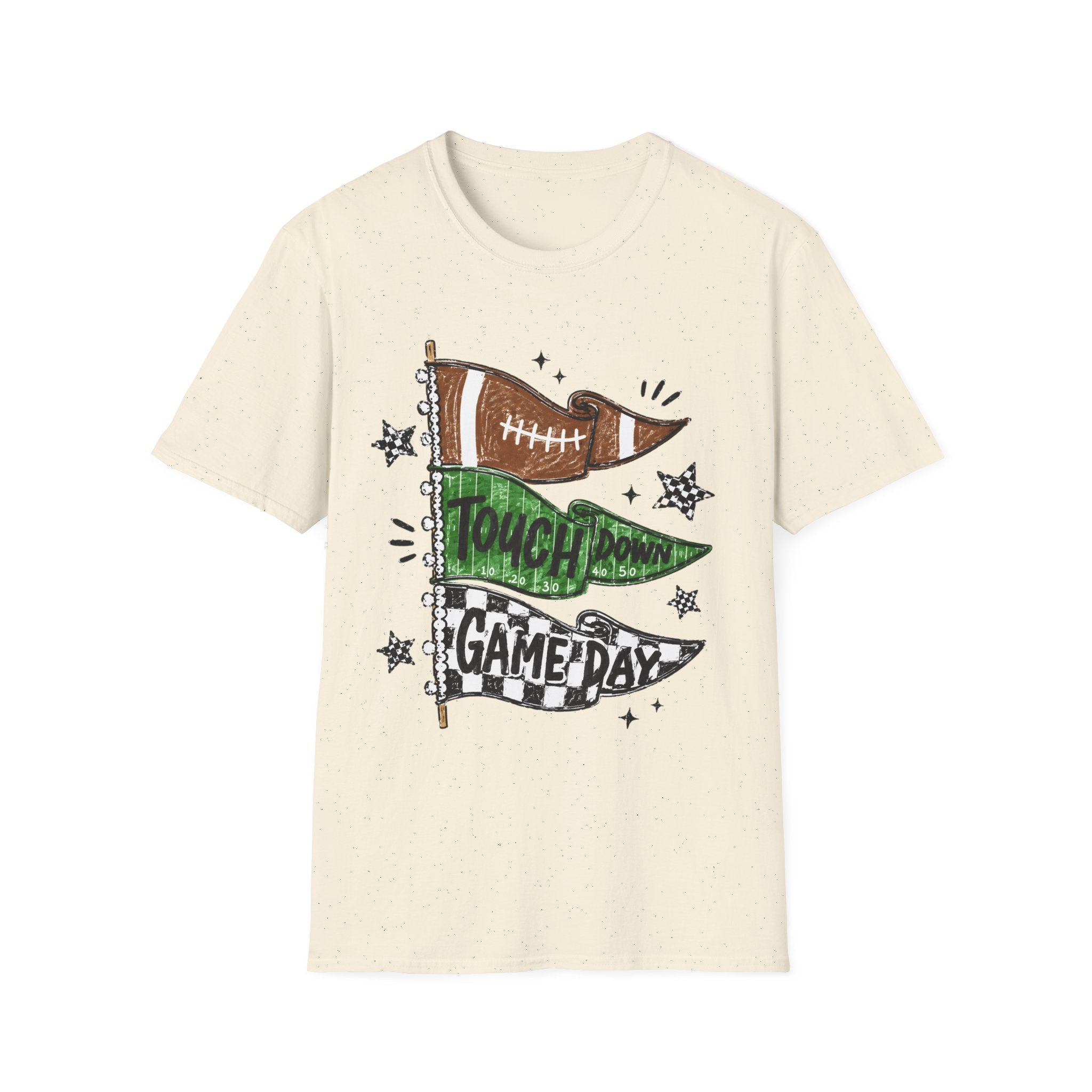 Game Day Football Tee — 'Touchdown' Pennant Graphic T-Shirt - Rooted & Reckless Co.