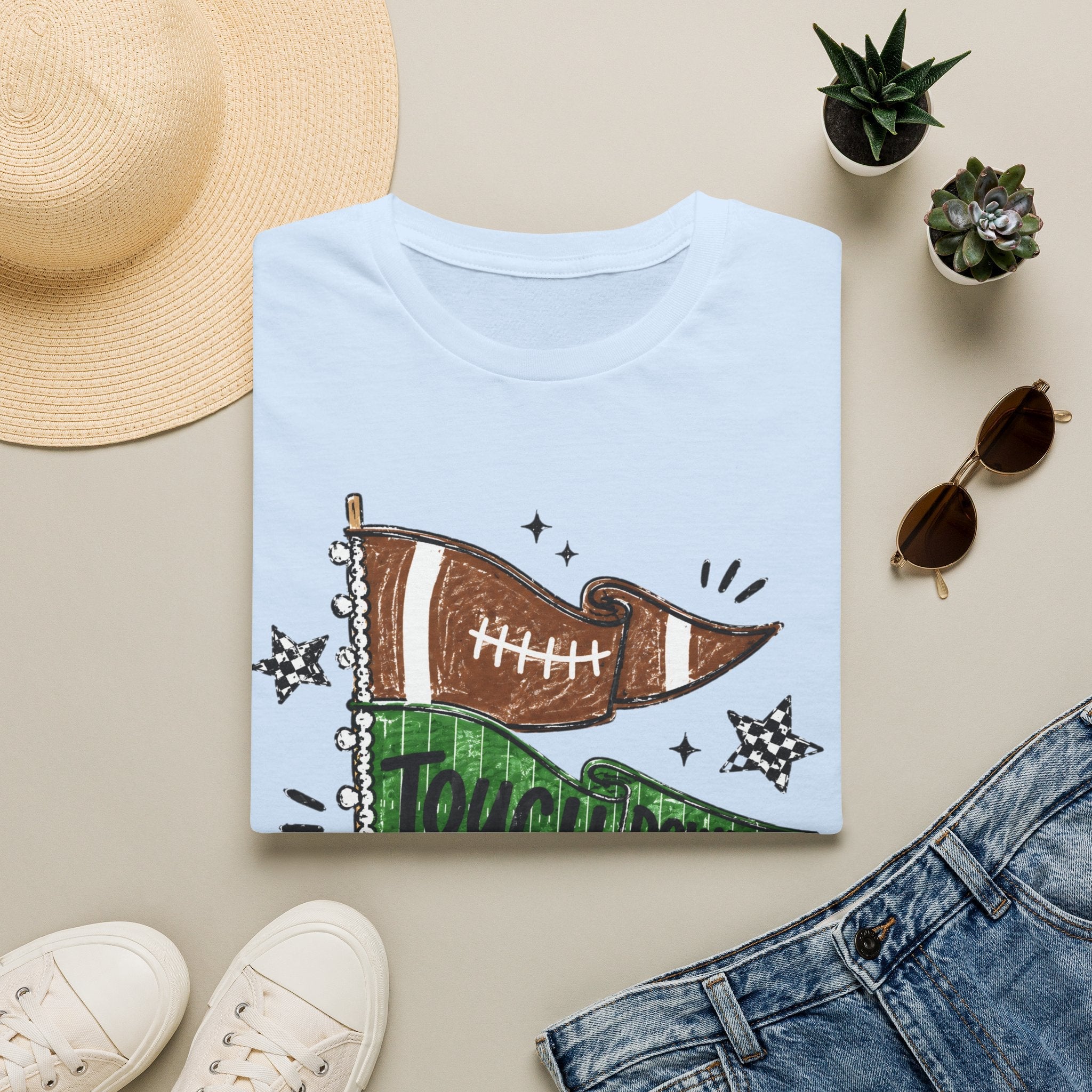 Game Day Football Tee — 'Touchdown' Pennant Graphic T-Shirt - Rooted & Reckless Co.
