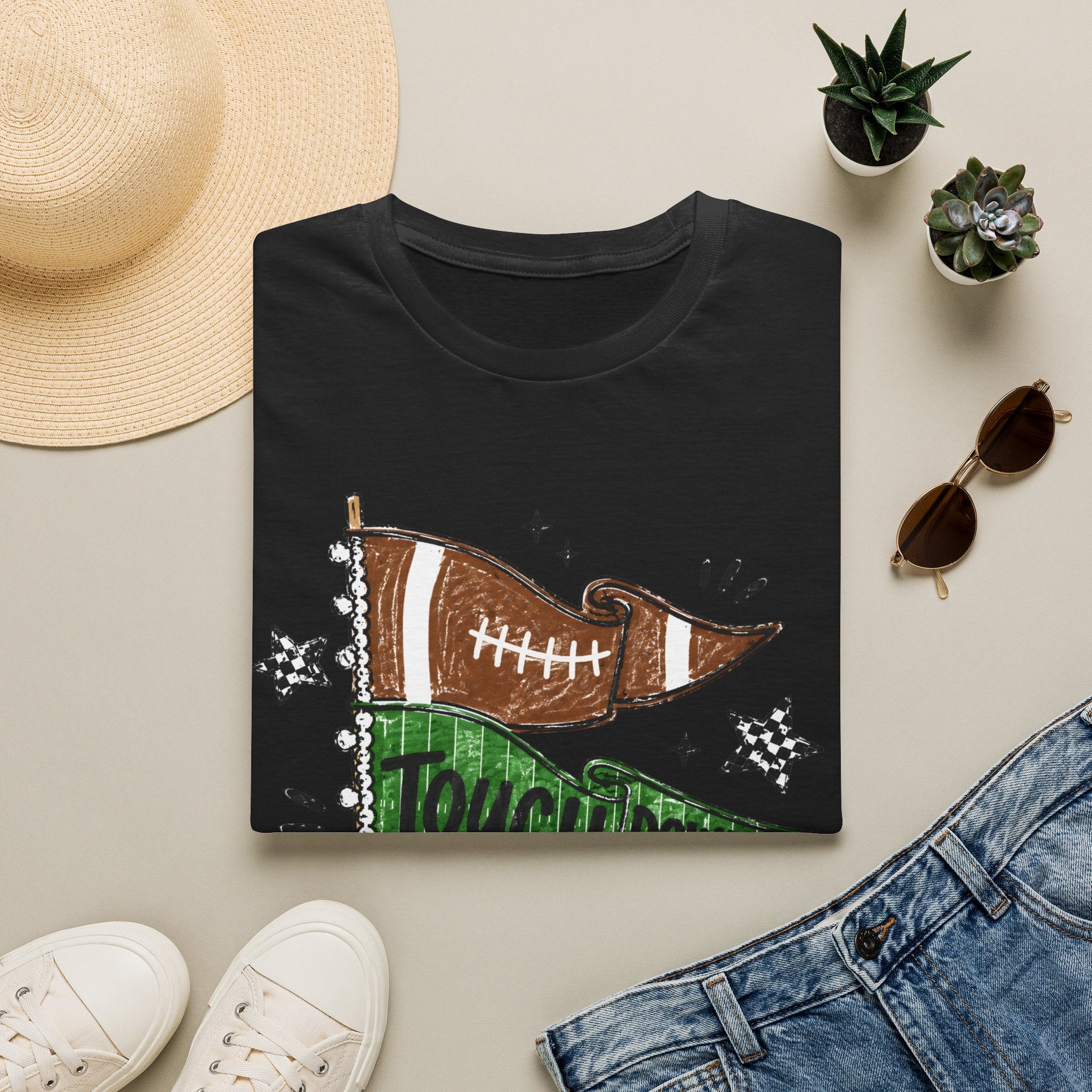 Game Day Football Tee — 'Touchdown' Pennant Graphic T-Shirt - Rooted & Reckless Co.