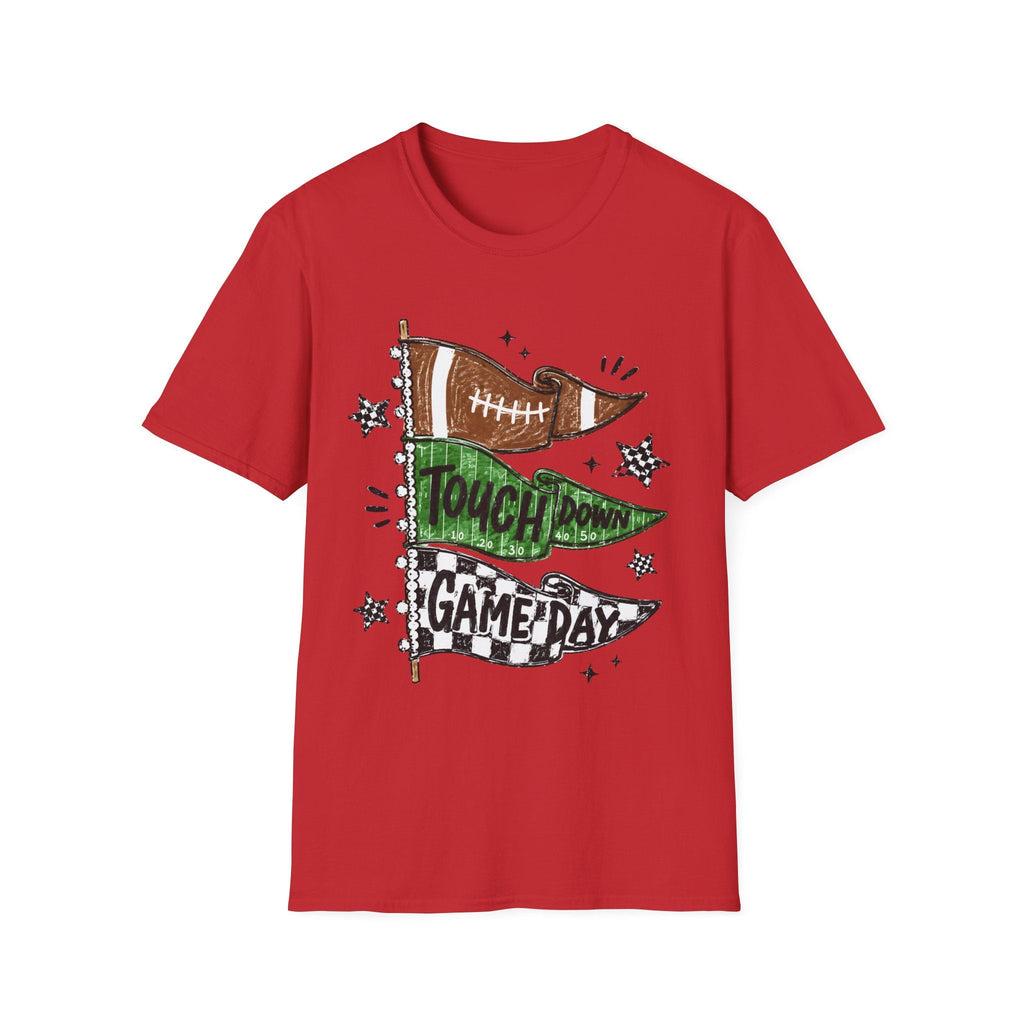 Game Day Football Tee — 'Touchdown' Pennant Graphic T-Shirt - Rooted & Reckless Co.