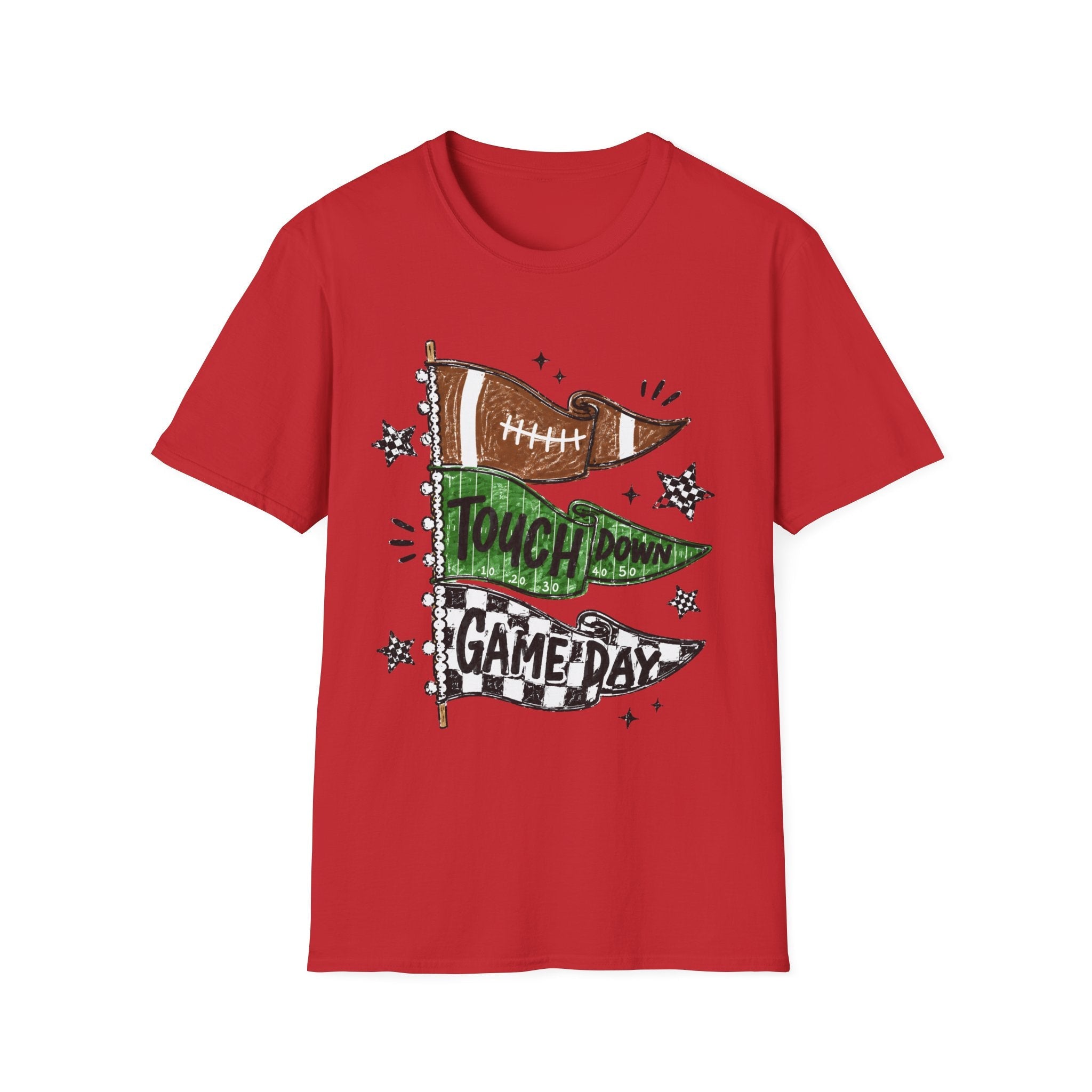 Game Day Football Tee — 'Touchdown' Pennant Graphic T-Shirt - Rooted & Reckless Co.