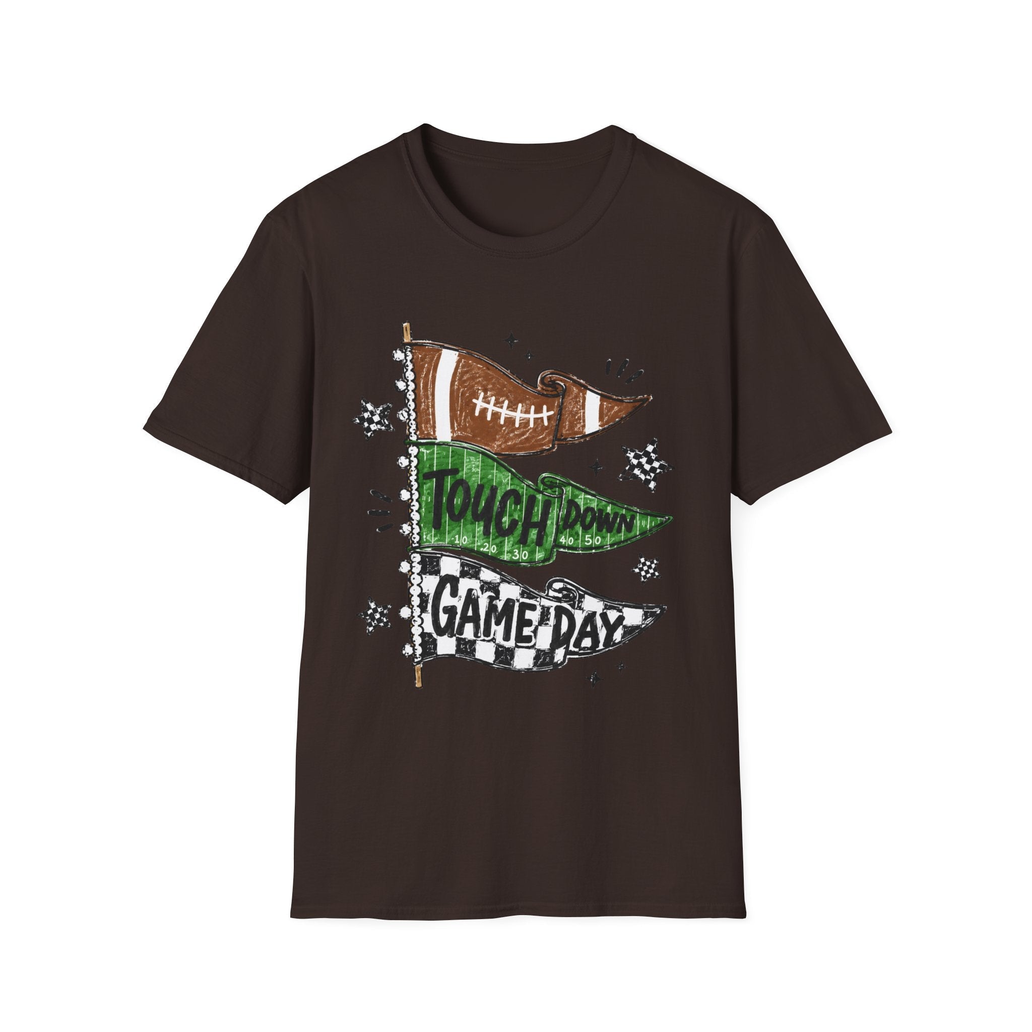 Game Day Football Tee — 'Touchdown' Pennant Graphic T-Shirt - Rooted & Reckless Co.
