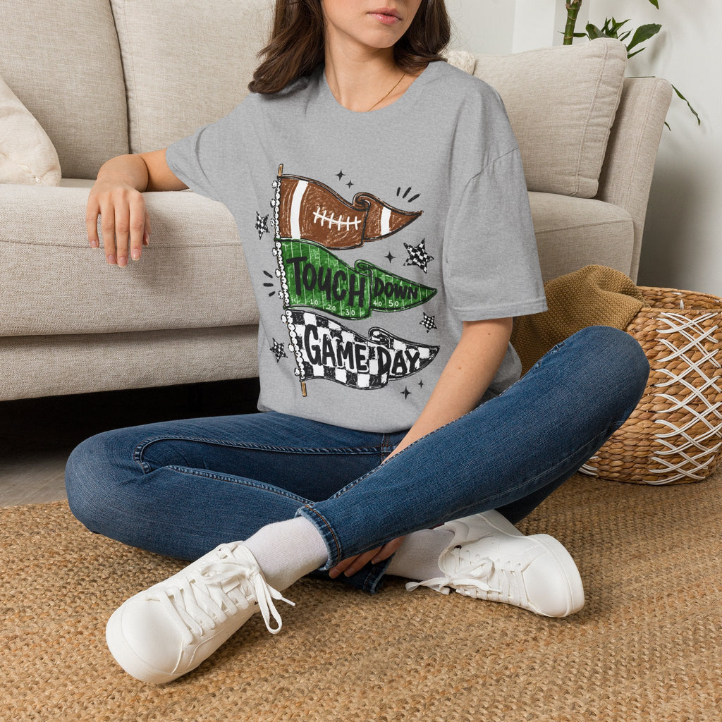 Game Day Football Tee — 'Touchdown' Pennant Graphic T-Shirt - Rooted & Reckless Co.
