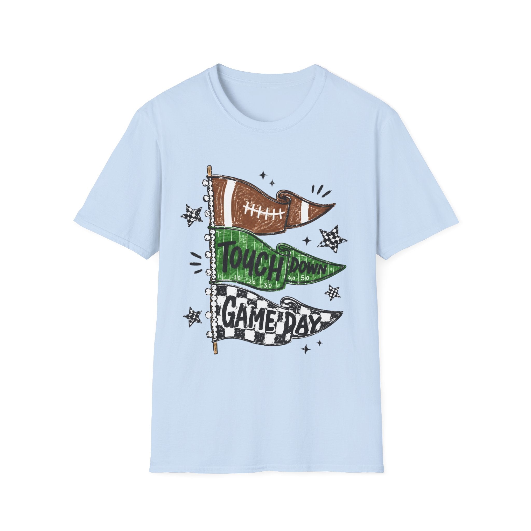Game Day Football Tee — 'Touchdown' Pennant Graphic T-Shirt - Rooted & Reckless Co.