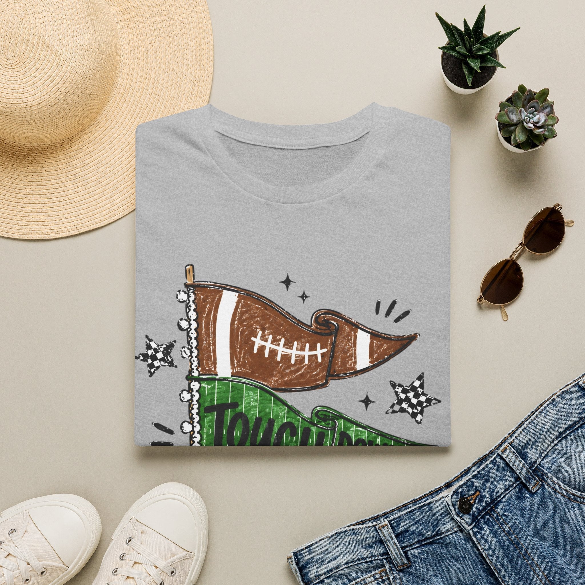 Game Day Football Tee — 'Touchdown' Pennant Graphic T-Shirt - Rooted & Reckless Co.