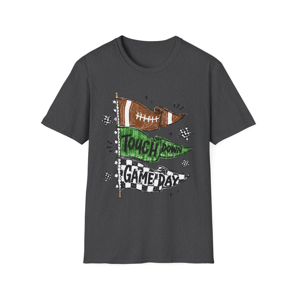 Game Day Football Tee — 'Touchdown' Pennant Graphic T-Shirt - Rooted & Reckless Co.