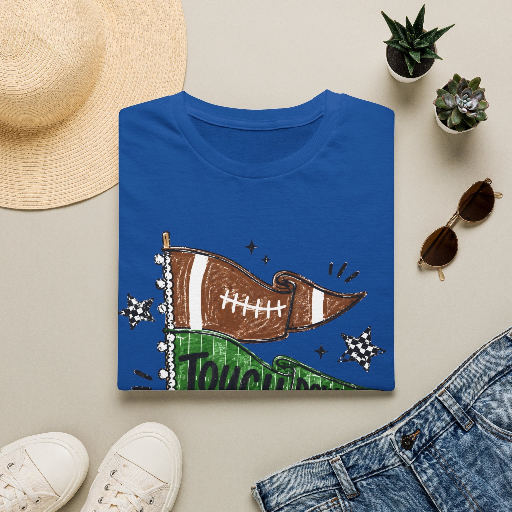 Game Day Football Tee — 'Touchdown' Pennant Graphic T-Shirt - Rooted & Reckless Co.
