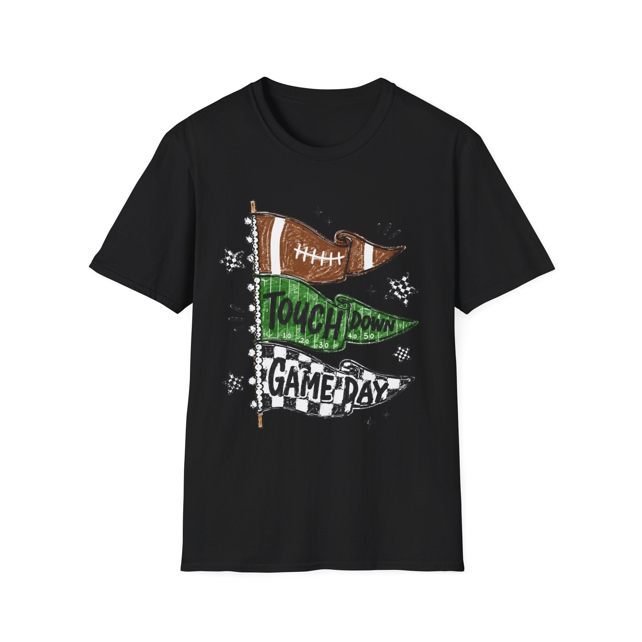 Game Day Football Tee — 'Touchdown' Pennant Graphic T-Shirt - Rooted & Reckless Co.