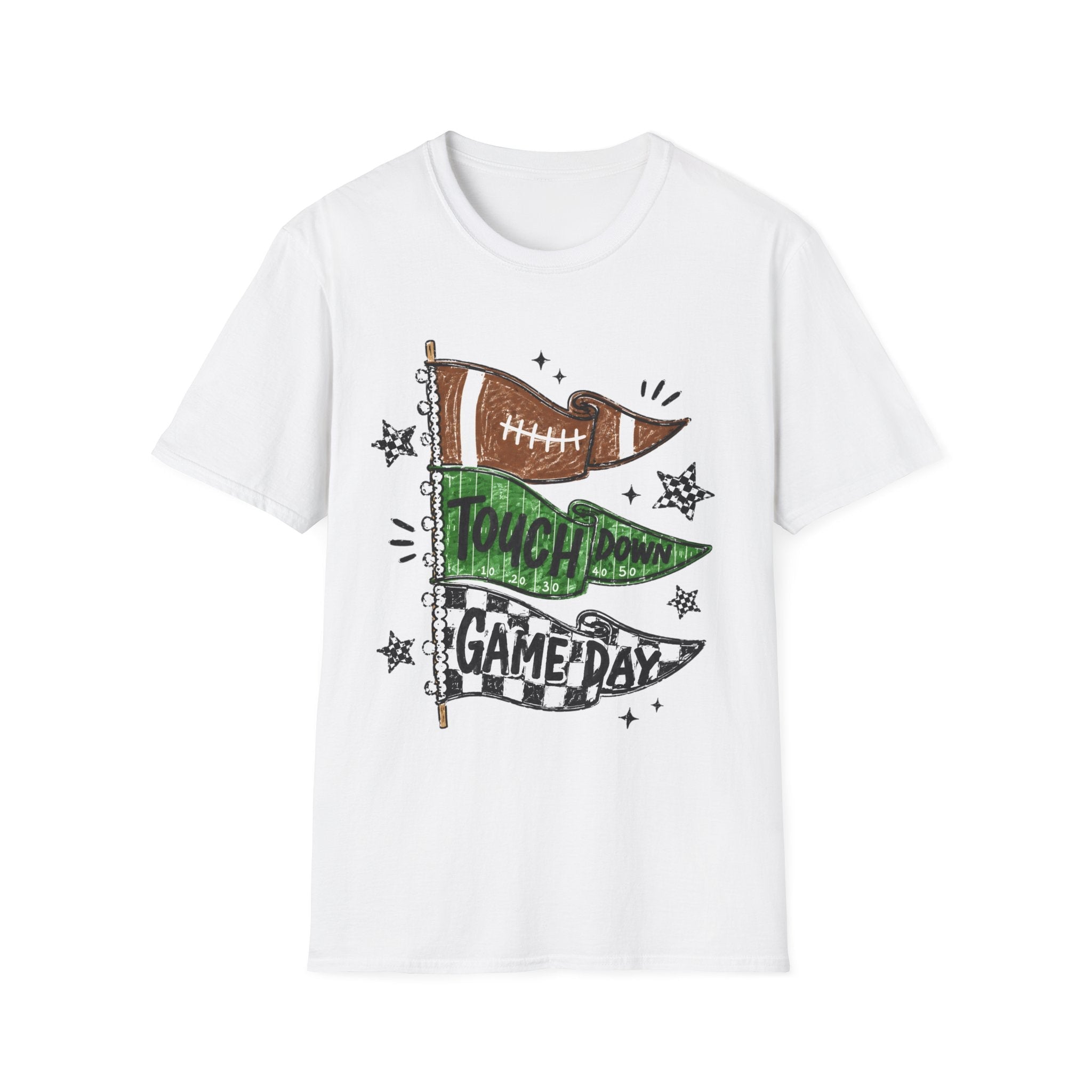 Game Day Football Tee — 'Touchdown' Pennant Graphic T-Shirt - Rooted & Reckless Co.