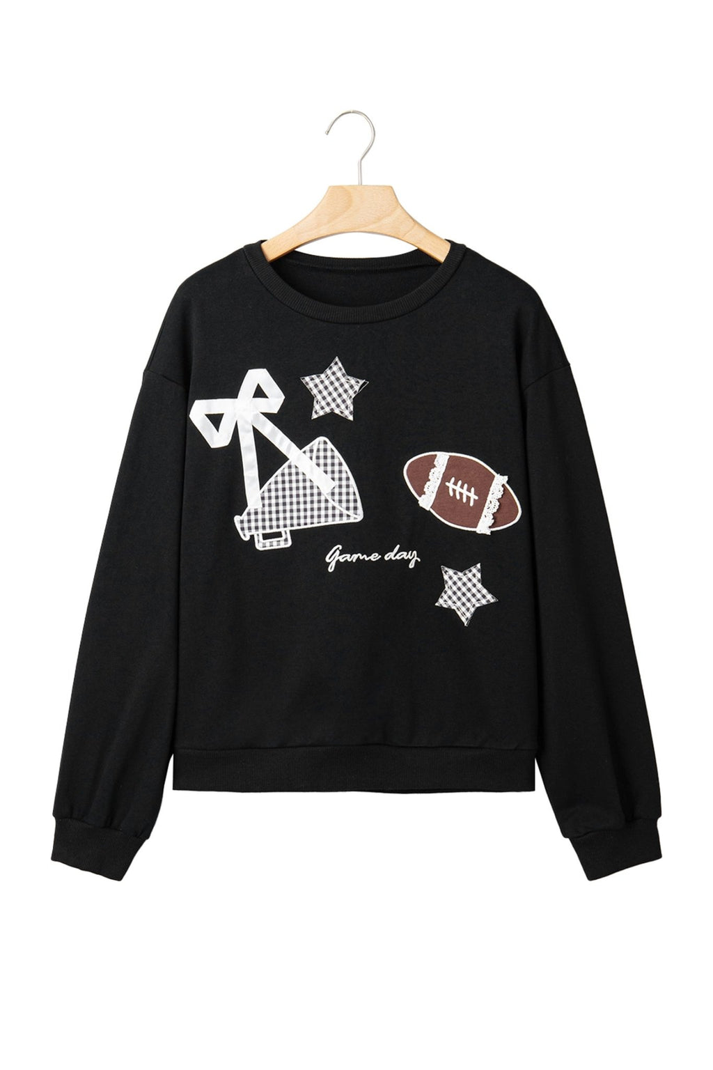 Game Day Gingham Patch Embroidered Sweatshirt - Rooted & Reckless Co.