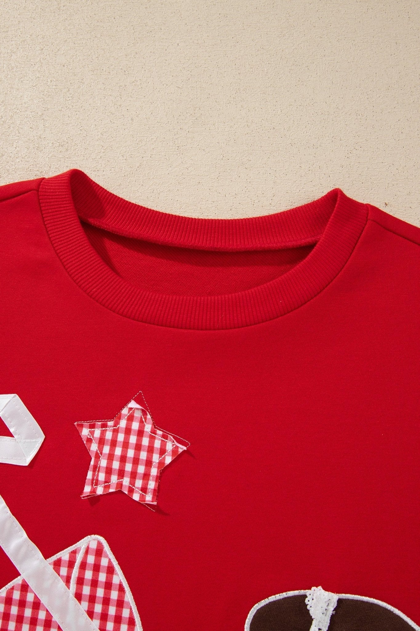 Game Day Gingham Patch Embroidered Sweatshirt - Rooted & Reckless Co.
