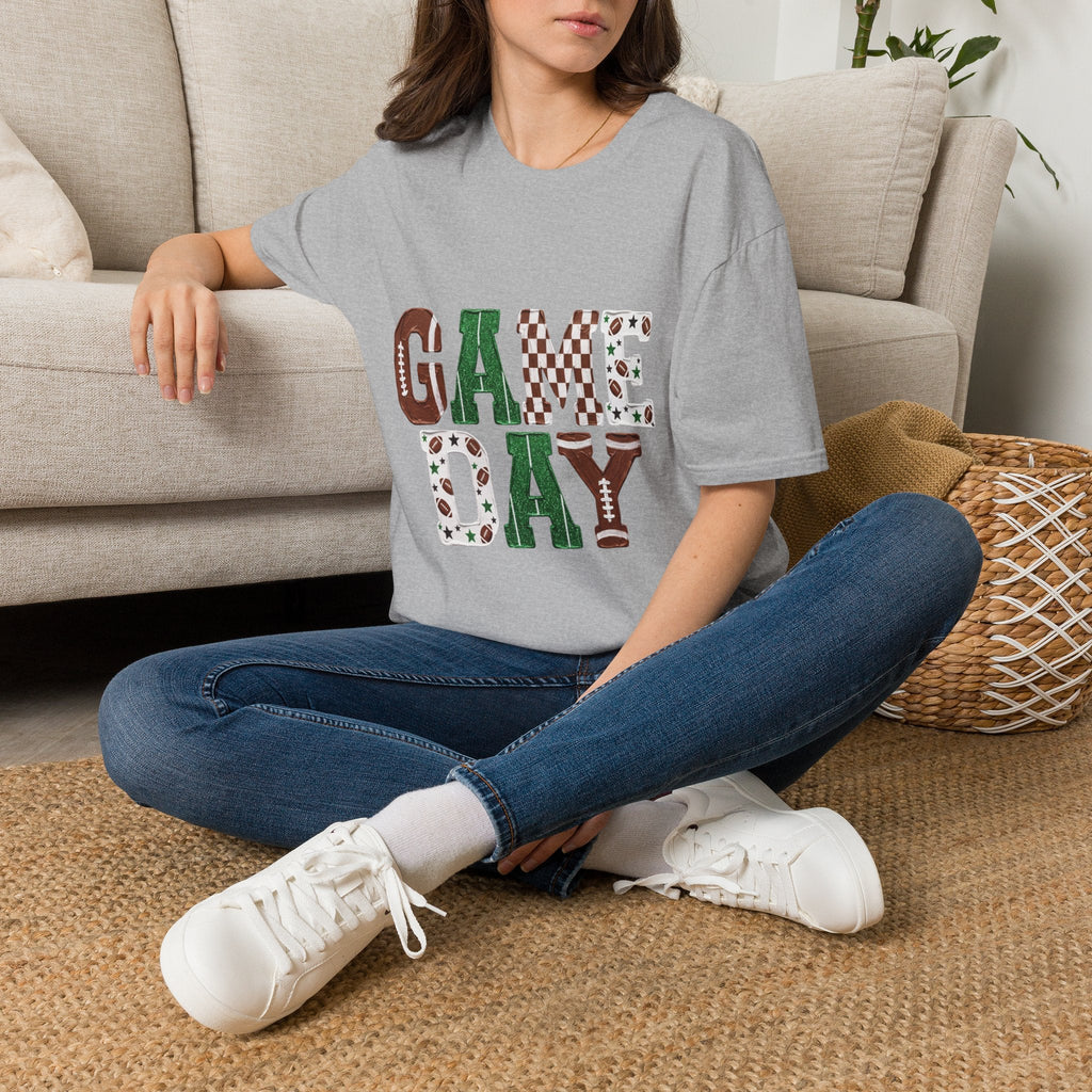 Game Day T-Shirt — Sports Pattern Lettering (Football & Team) - Rooted & Reckless Co.