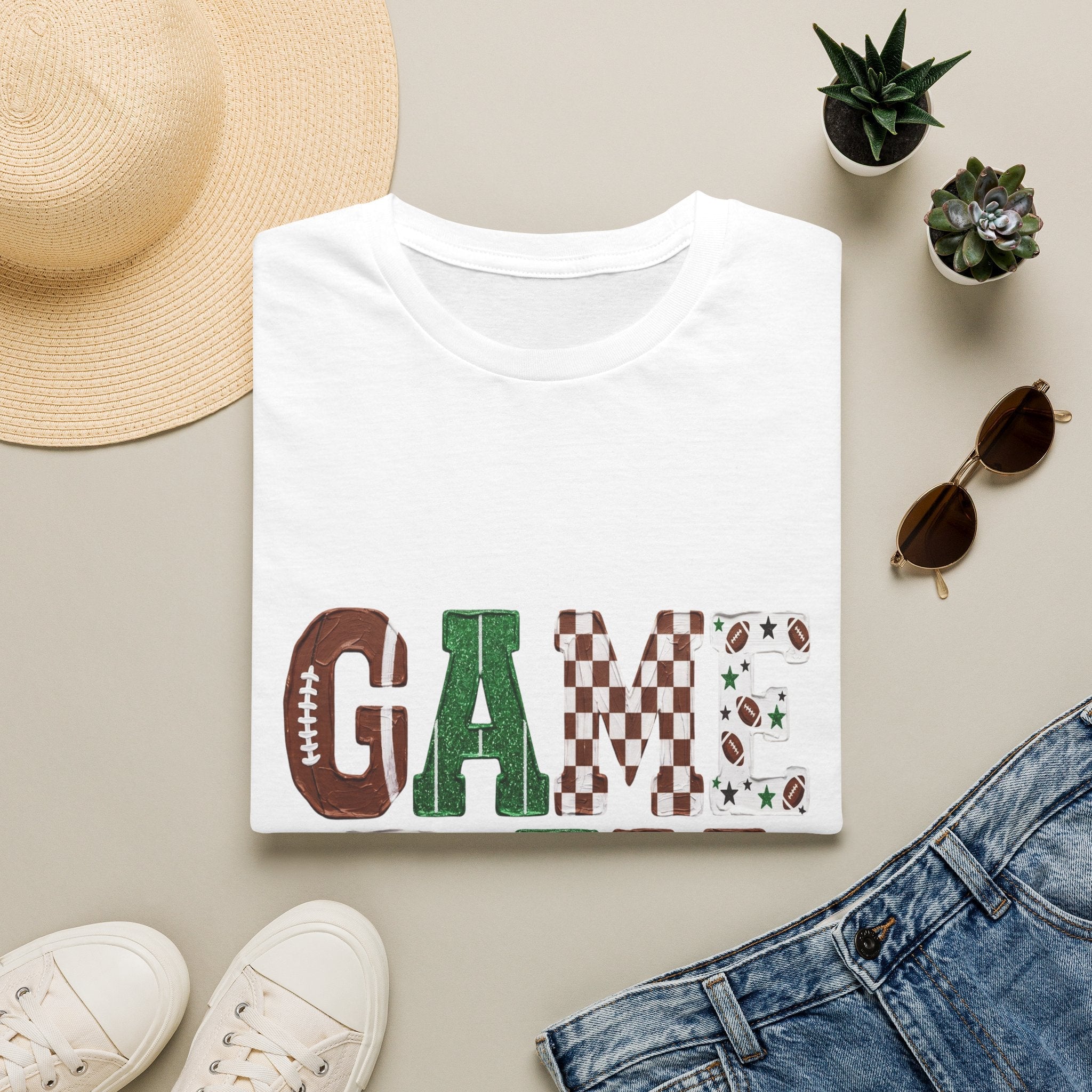 Game Day T-Shirt — Sports Pattern Lettering (Football & Team) - Rooted & Reckless Co.