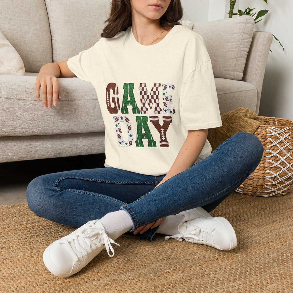Game Day T-Shirt — Sports Pattern Lettering (Football & Team) - Rooted & Reckless Co.