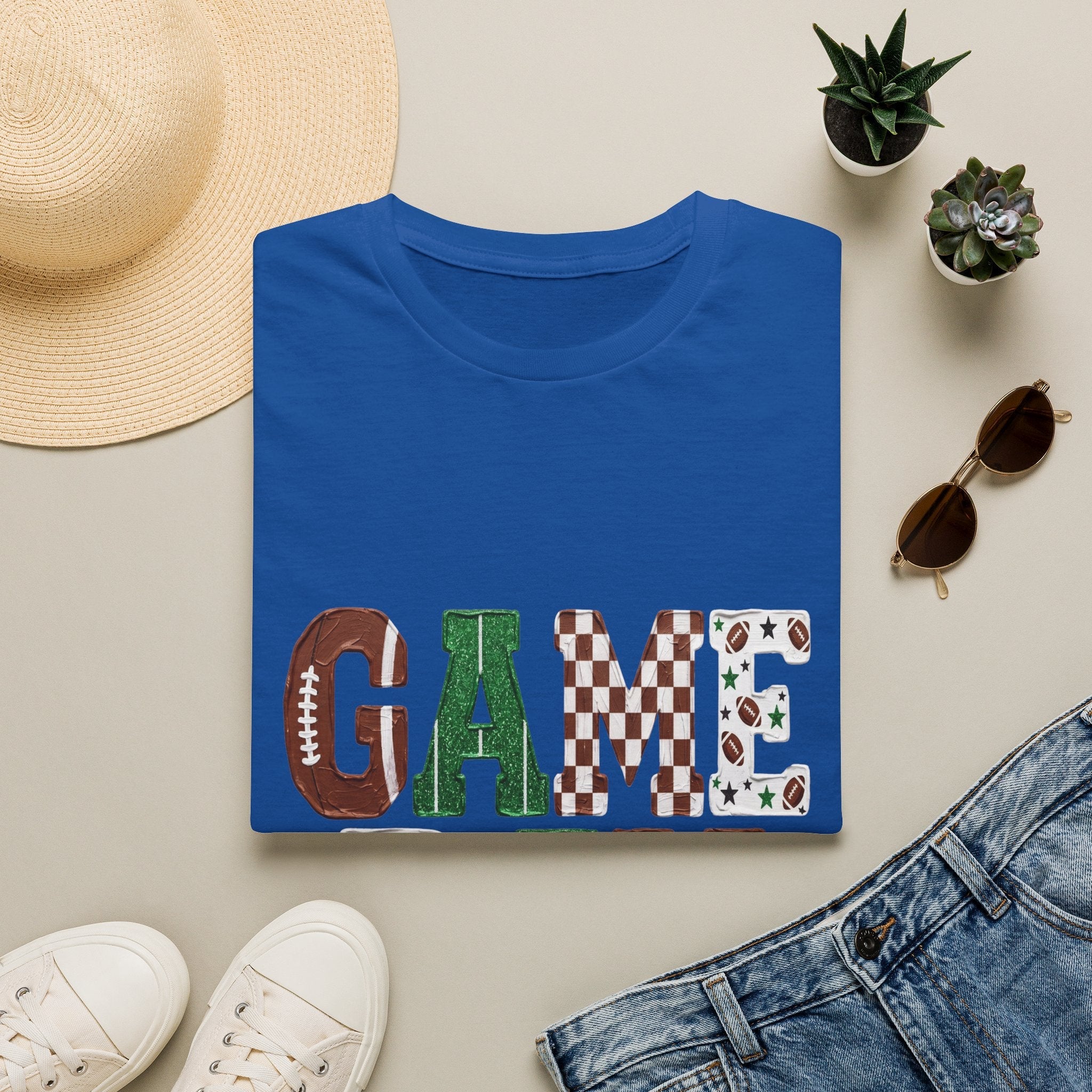 Game Day T-Shirt — Sports Pattern Lettering (Football & Team) - Rooted & Reckless Co.