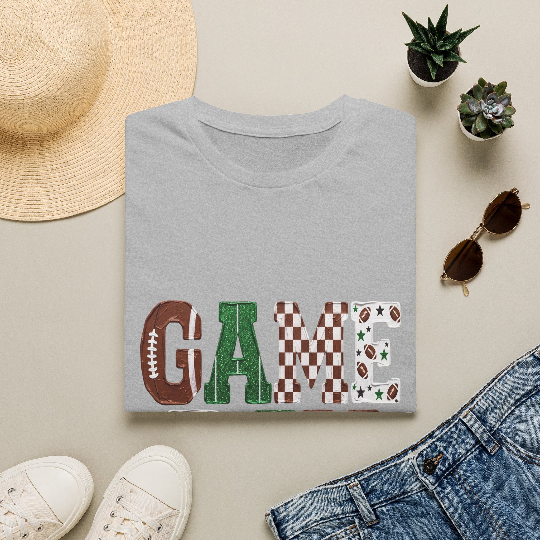 Game Day T-Shirt — Sports Pattern Lettering (Football & Team) - Rooted & Reckless Co.