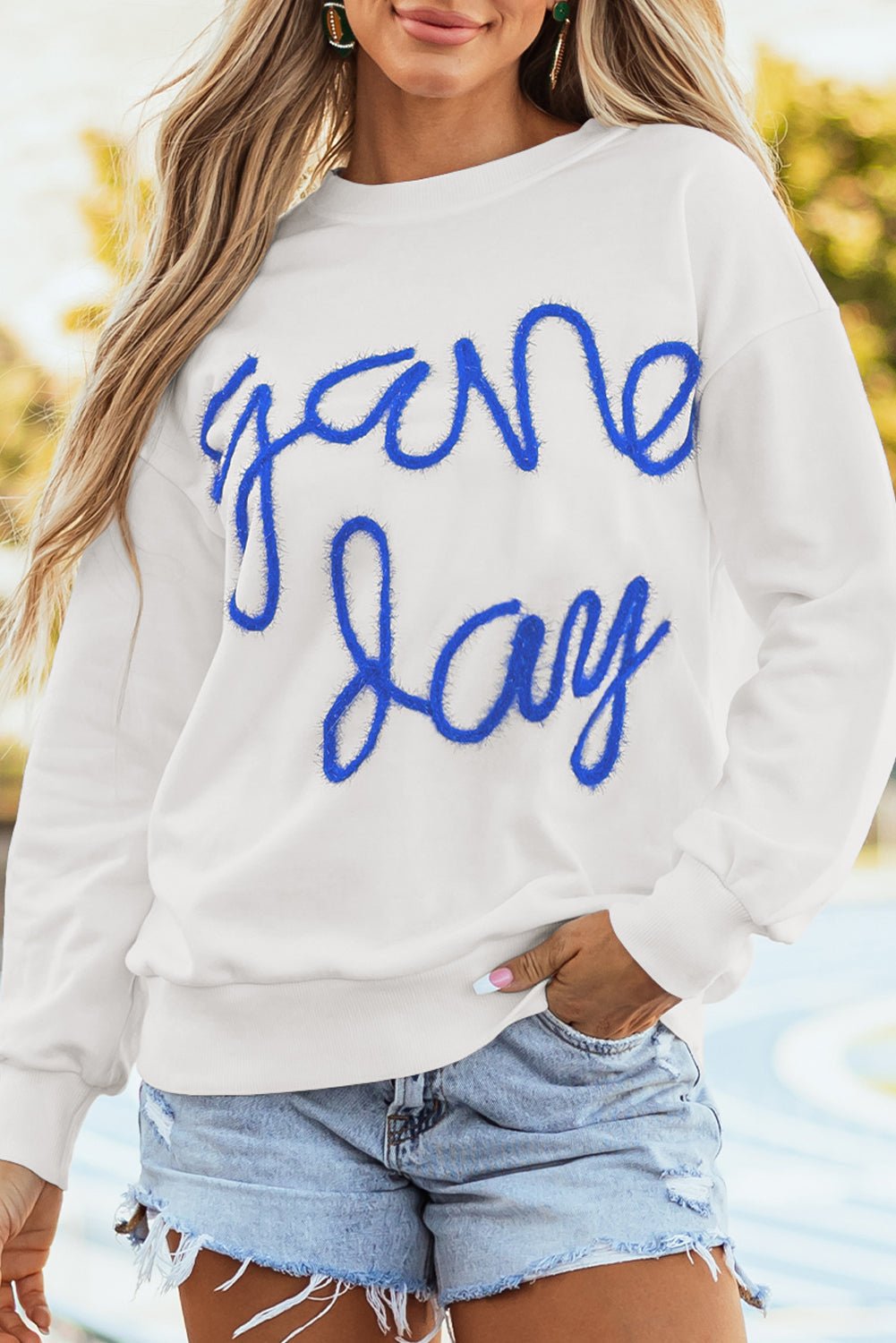 GAME DAY Tinsel Drop Shoulder Sweatshirt - Rooted & Reckless Co.