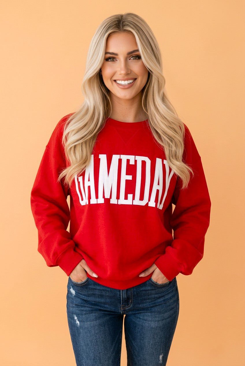 GAMEDAY Embroidered Patch Pattern Sweatshirt - Rooted & Reckless Co.