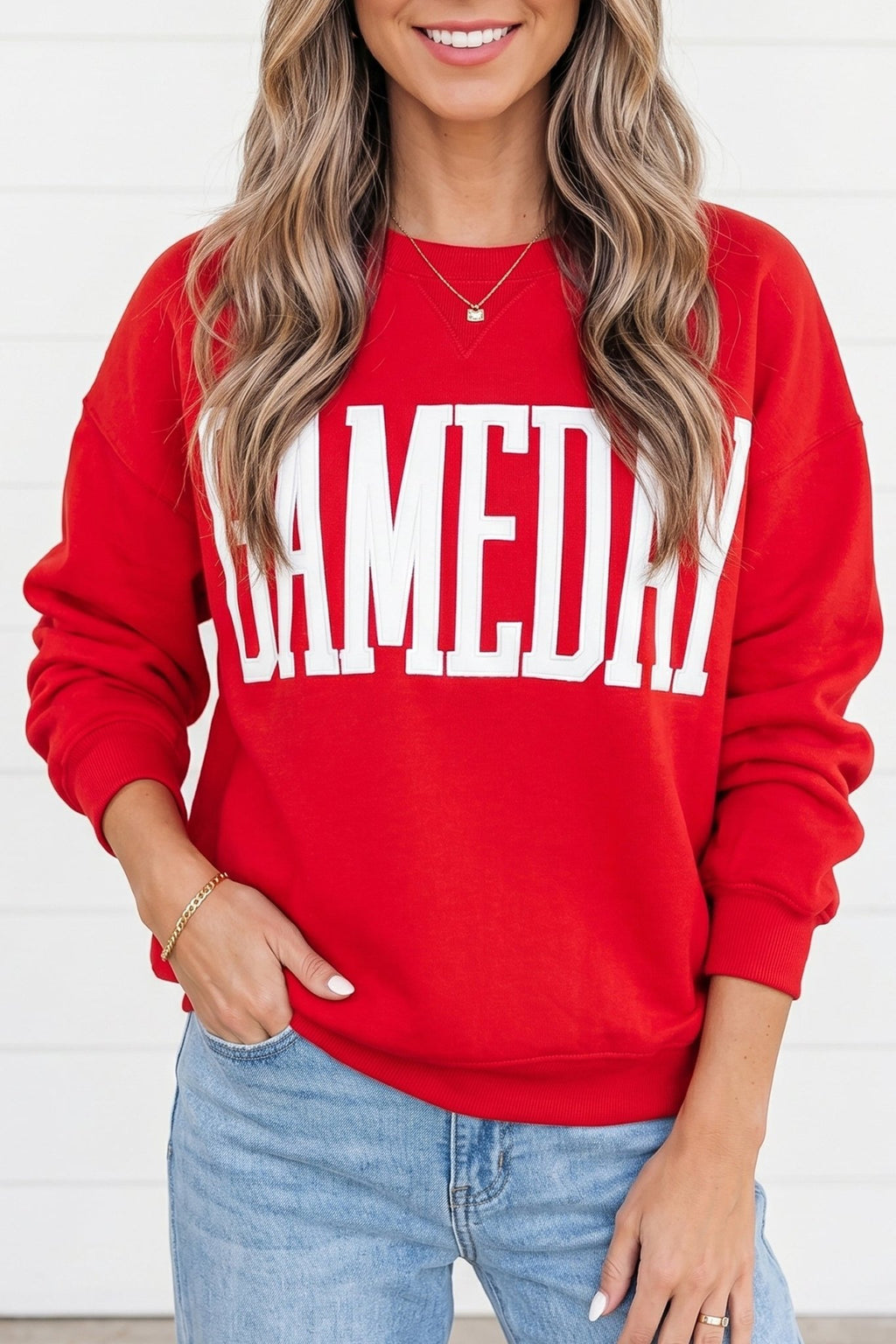 GAMEDAY Embroidered Patch Pattern Sweatshirt - Rooted & Reckless Co.