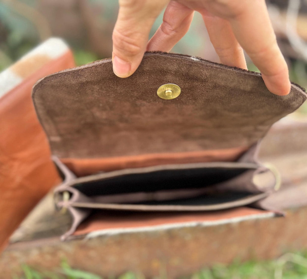 Genuine Cowhide Leather accordion style purse - Rooted & Reckless Co.