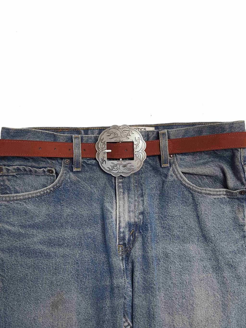 Genuine Suede Leather Western Belt with Floral Buckle — Brown Cowhide Suede - Rooted & Reckless Co.