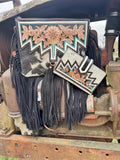 Genuine Western Black Cowhide Leather Fringe Purse and Wallet Set - Rooted & Reckless Co.