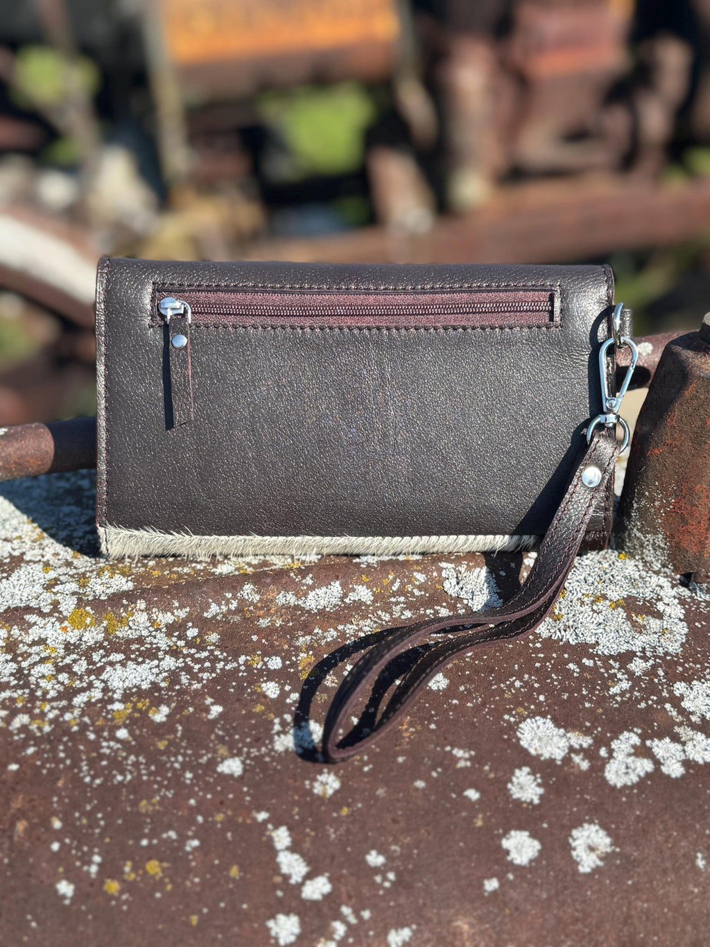 Genuine Western Cowhide Leather Purse and Wallet set with fringe and Cactus Tooling - Rooted & Reckless Co.