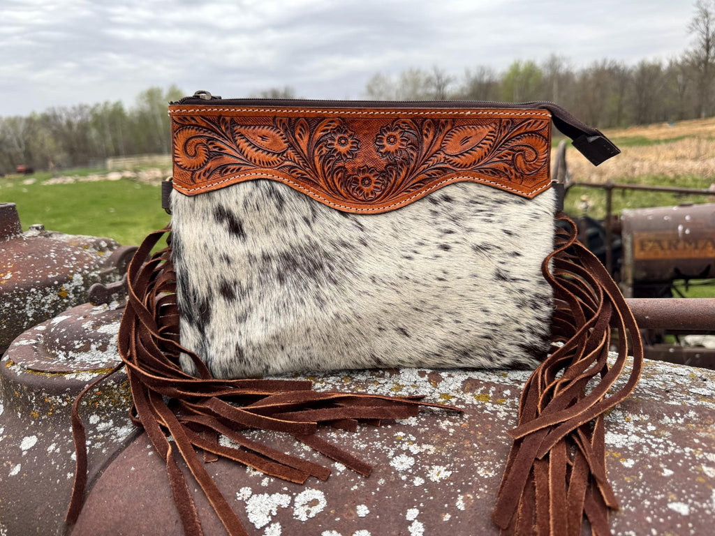 Genuine Western Cowhide Leather Purse with fringe - Rooted & Reckless Co.