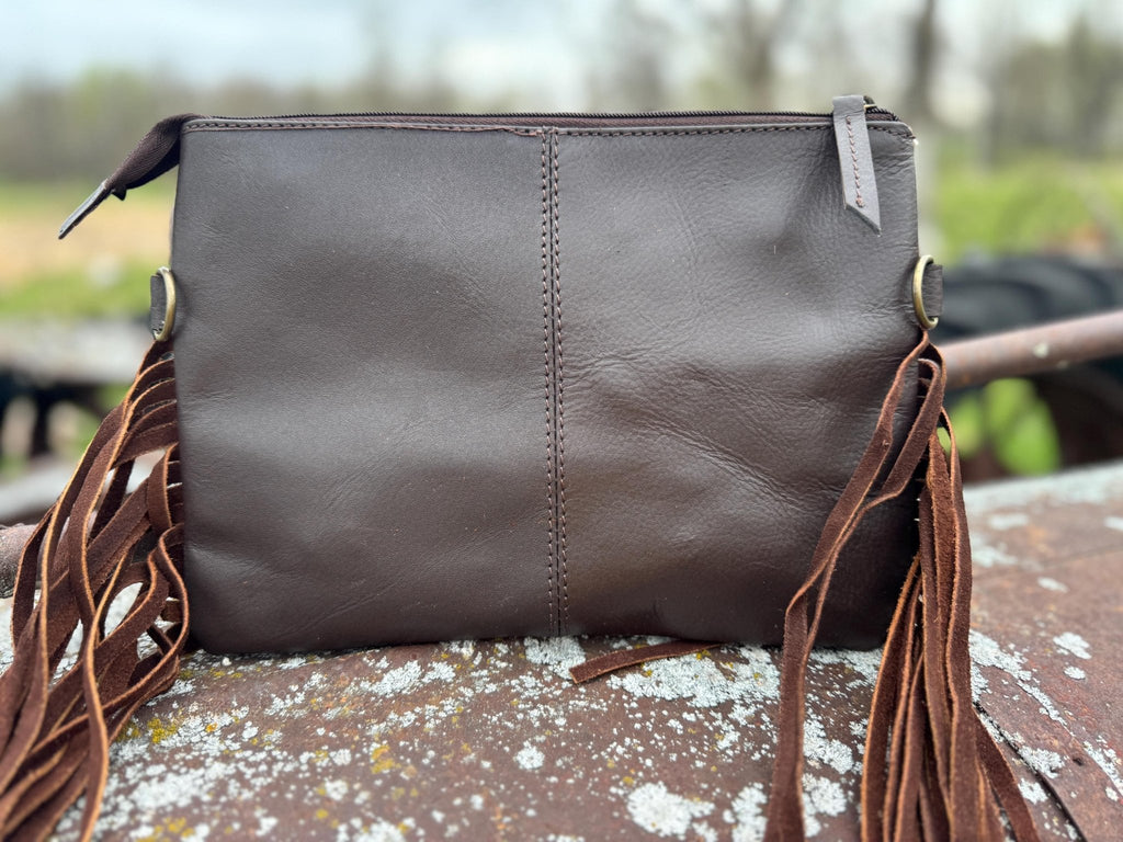 Genuine Western Cowhide Leather Purse with fringe - Rooted & Reckless Co.