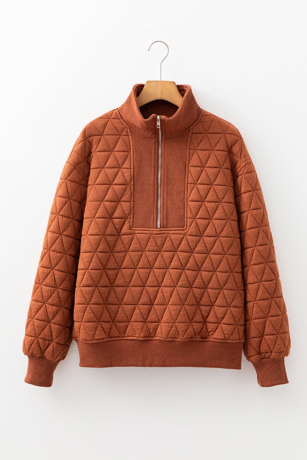 Geometric Quilted Half-Zip Sweatshirt - Rooted & Reckless Co.