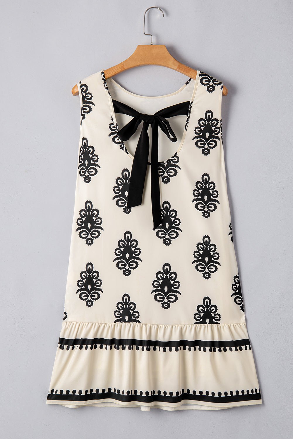 Geometric Sleeveless Hollow Bow-Back Mini Dress - Rooted & Reckless Co.