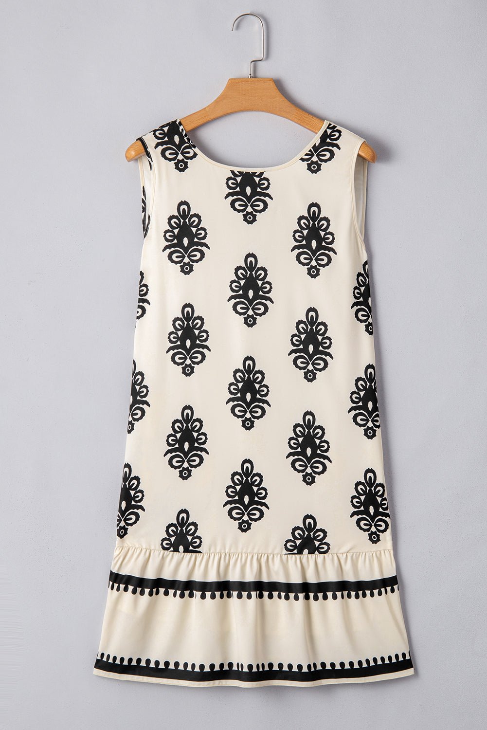 Geometric Sleeveless Hollow Bow-Back Mini Dress - Rooted & Reckless Co.
