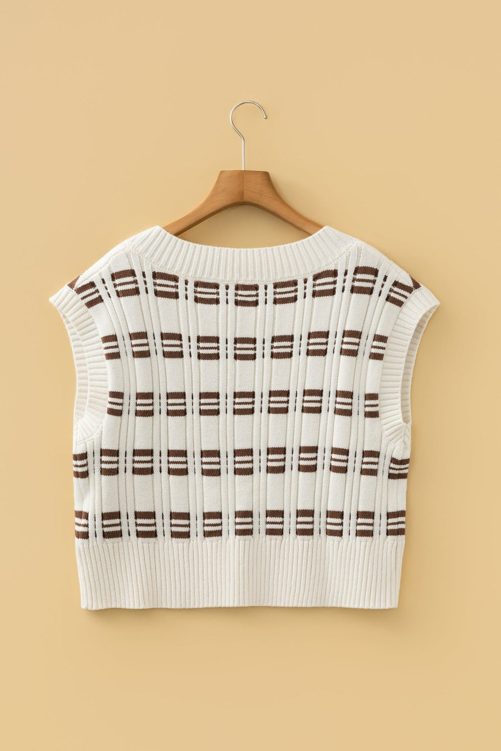 Geometric Textured V-Neck Cropped Sweater Top - Rooted & Reckless Co.