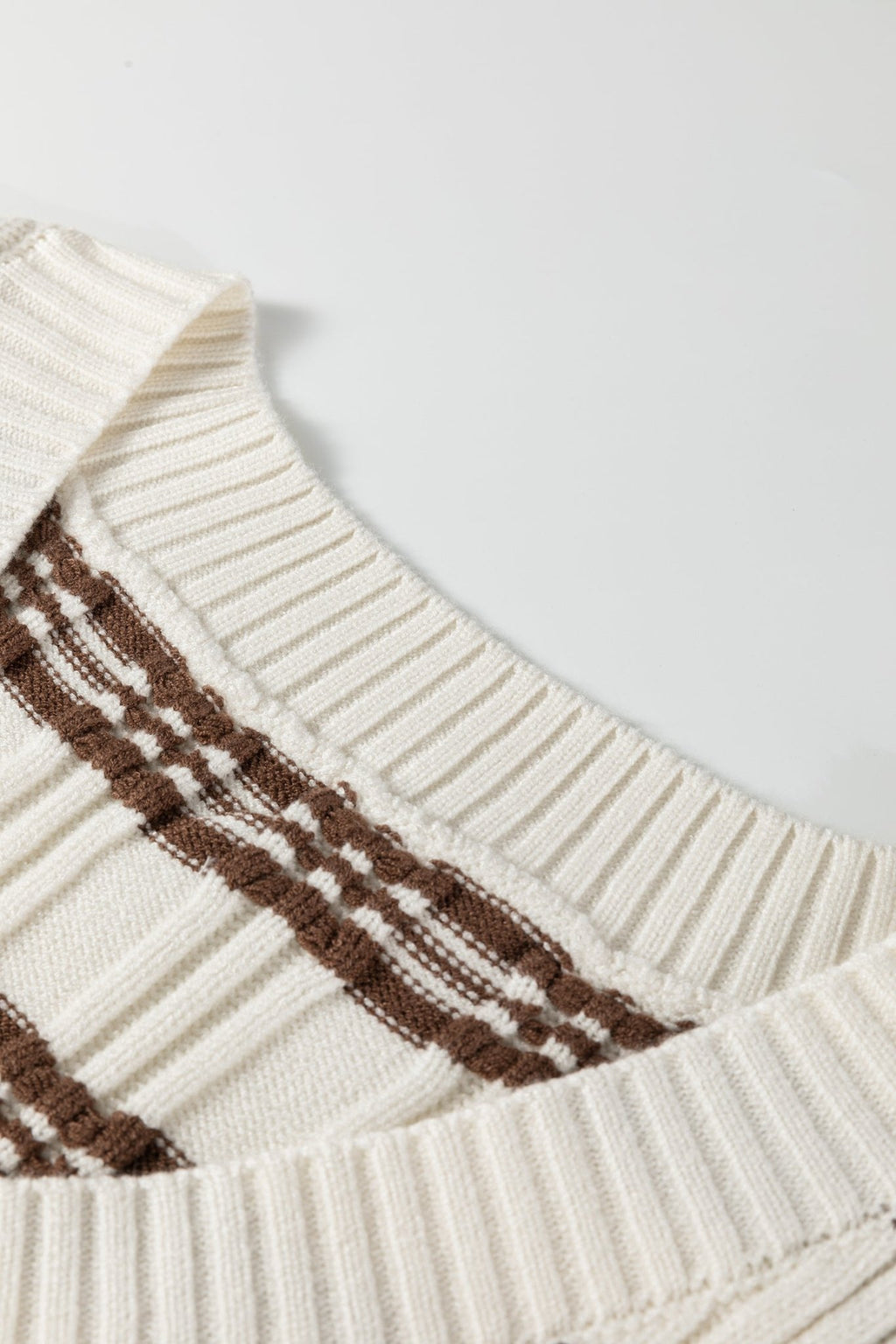 Geometric Textured V-Neck Cropped Sweater Top - Rooted & Reckless Co.