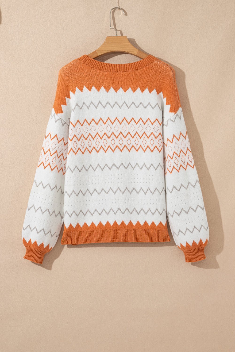 Geometric Zigzag Stripe Crewneck Pullover Sweater - Rooted & Reckless Co.
