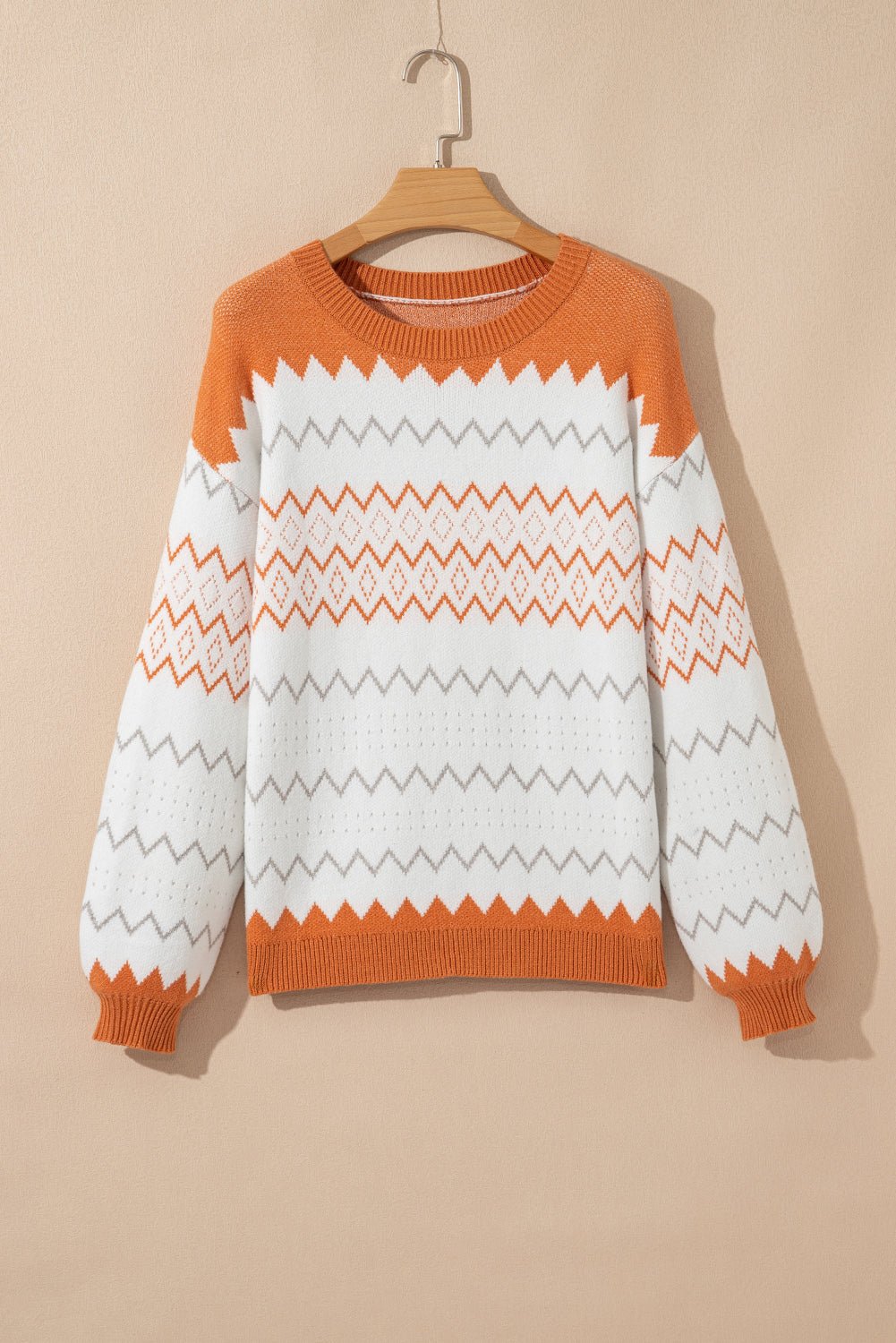 Geometric Zigzag Stripe Crewneck Pullover Sweater - Rooted & Reckless Co.