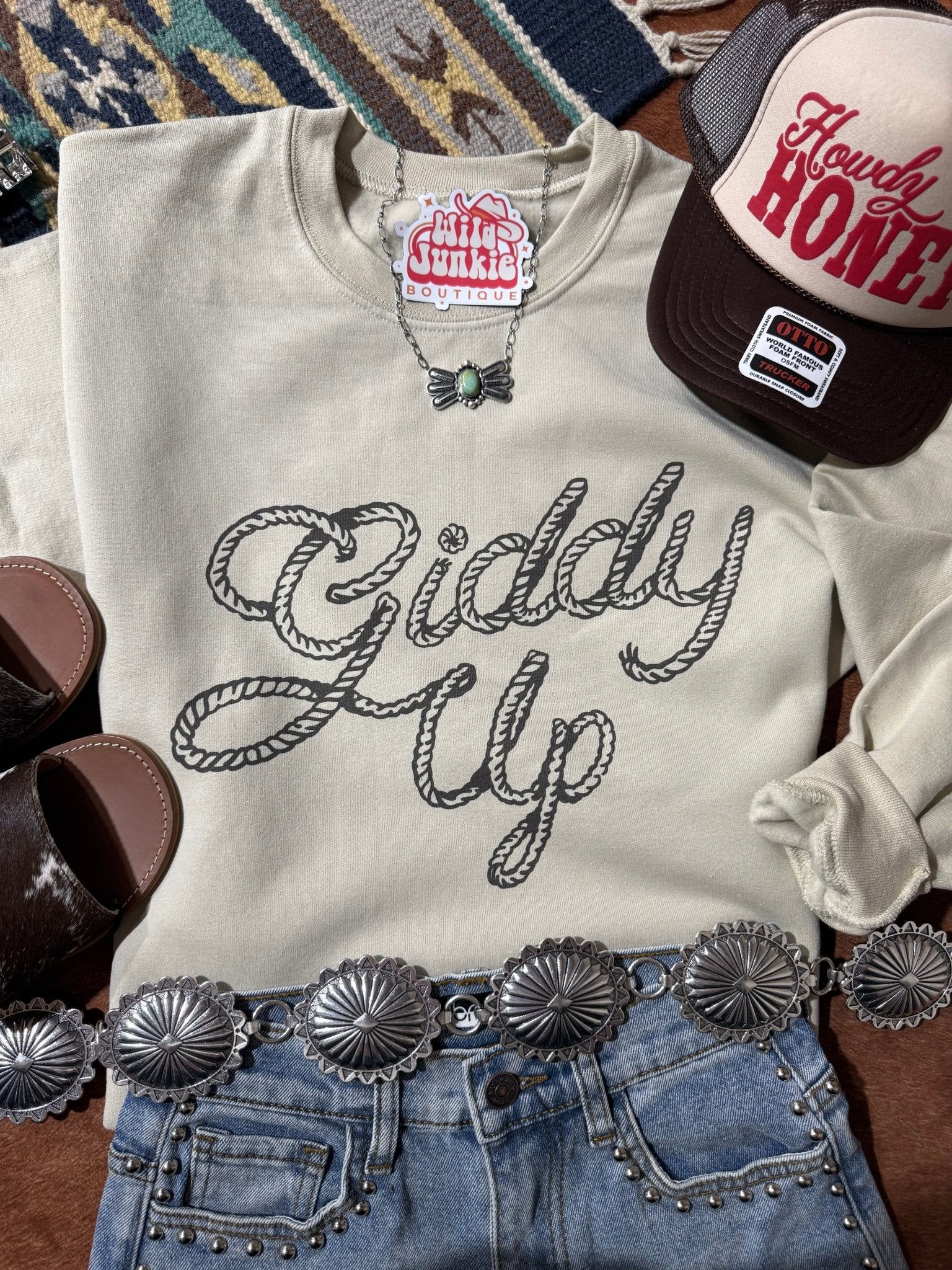 Giddy Up Twisted Rope Graphic Sweatshirt - Rooted & Reckless Co.