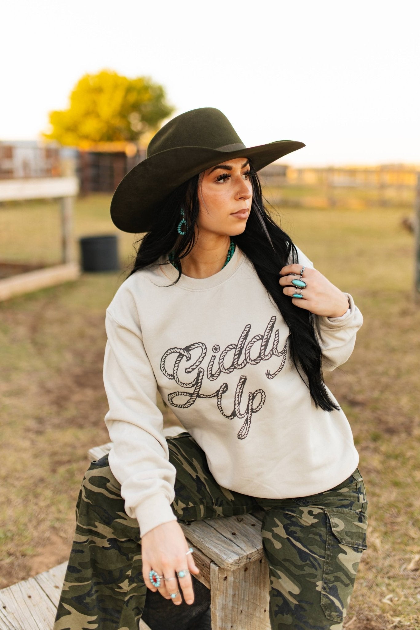 Giddy Up Twisted Rope Graphic Sweatshirt - Rooted & Reckless Co.