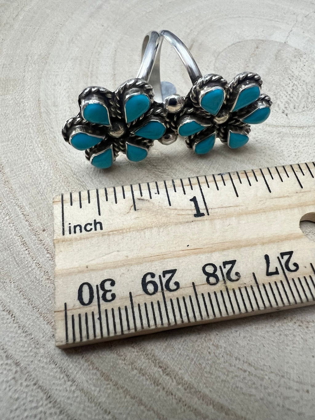 Gina Dosedo Zuni Sterling Silver Ring with Turquoise — Size 7.5 & 8.5 - Rooted & Reckless Co.