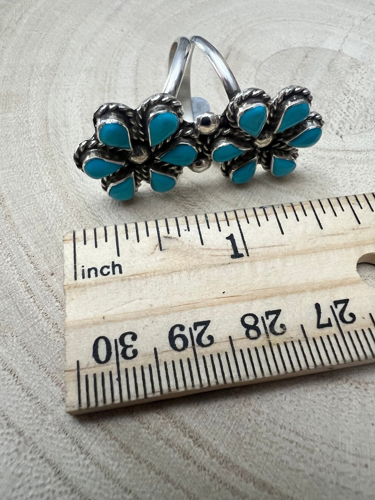 Gina Dosedo Zuni Sterling Silver Ring with Turquoise — Size 7.5 & 8.5 - Rooted & Reckless Co.