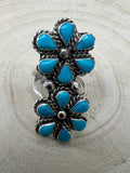 Gina Dosedo Zuni Sterling Silver Ring with Turquoise — Size 7.5 & 8.5 - Rooted & Reckless Co.
