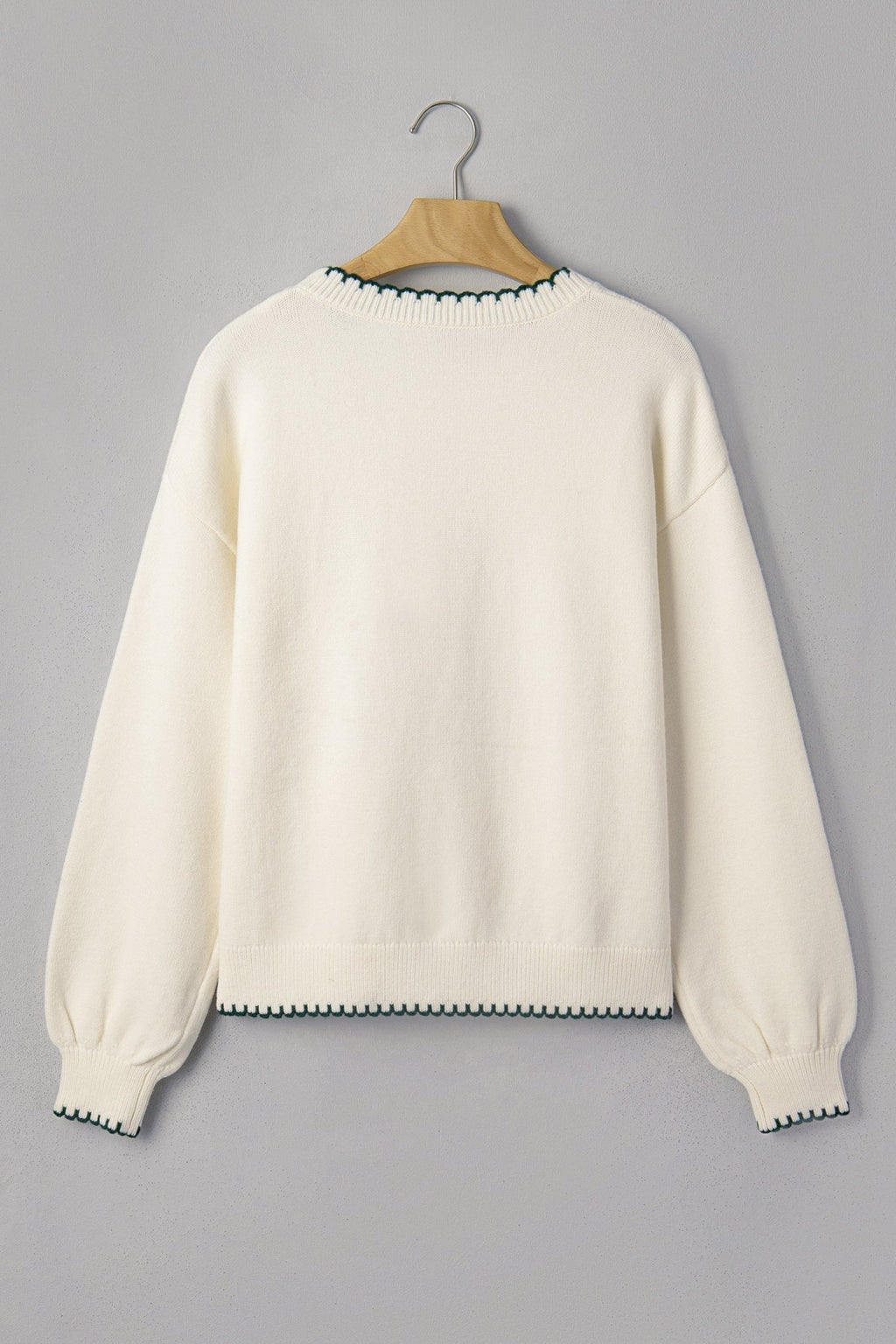 Gingham Christmas Tree Contrast Stitching Sweater - Rooted & Reckless Co.