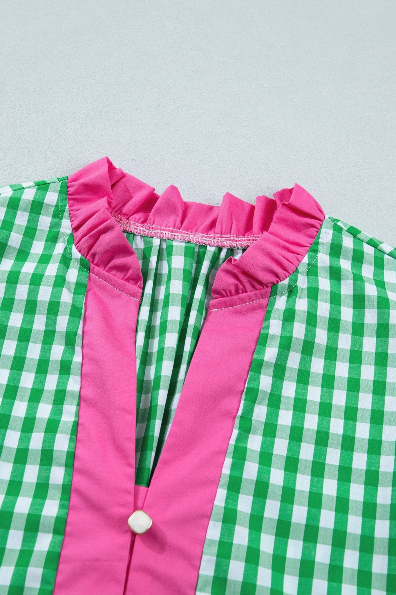 Gingham Colorblock Ruffle Sleeve Midi Dress - Rooted & Reckless Co.