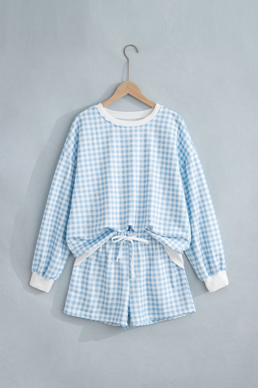 Gingham Contrast Trim Pullover Top & Shorts Set - Rooted & Reckless Co.