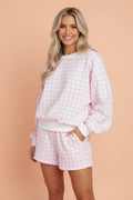 Gingham Contrast Trim Pullover Top & Shorts Set - Rooted & Reckless Co.