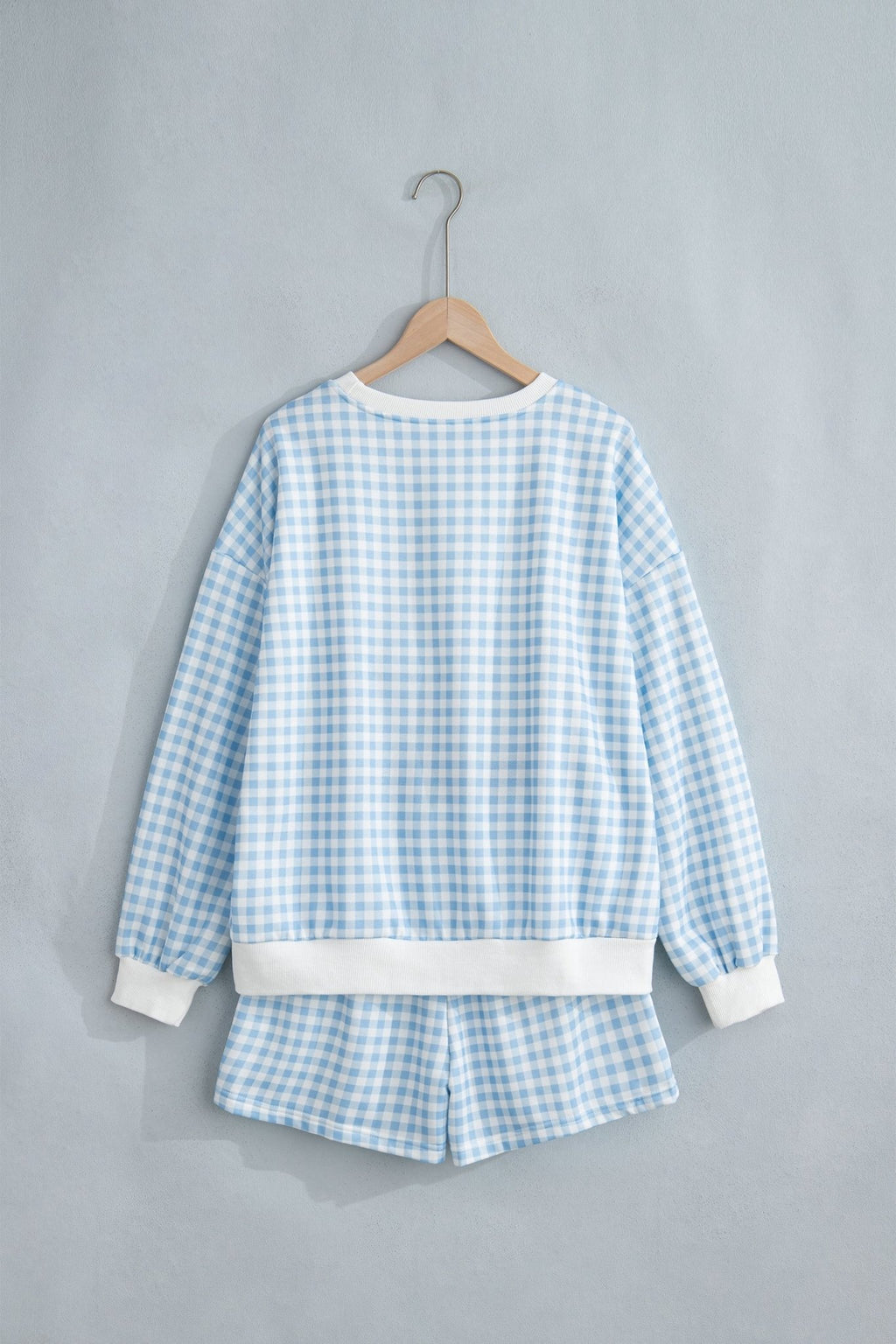 Gingham Contrast Trim Pullover Top & Shorts Set - Rooted & Reckless Co.