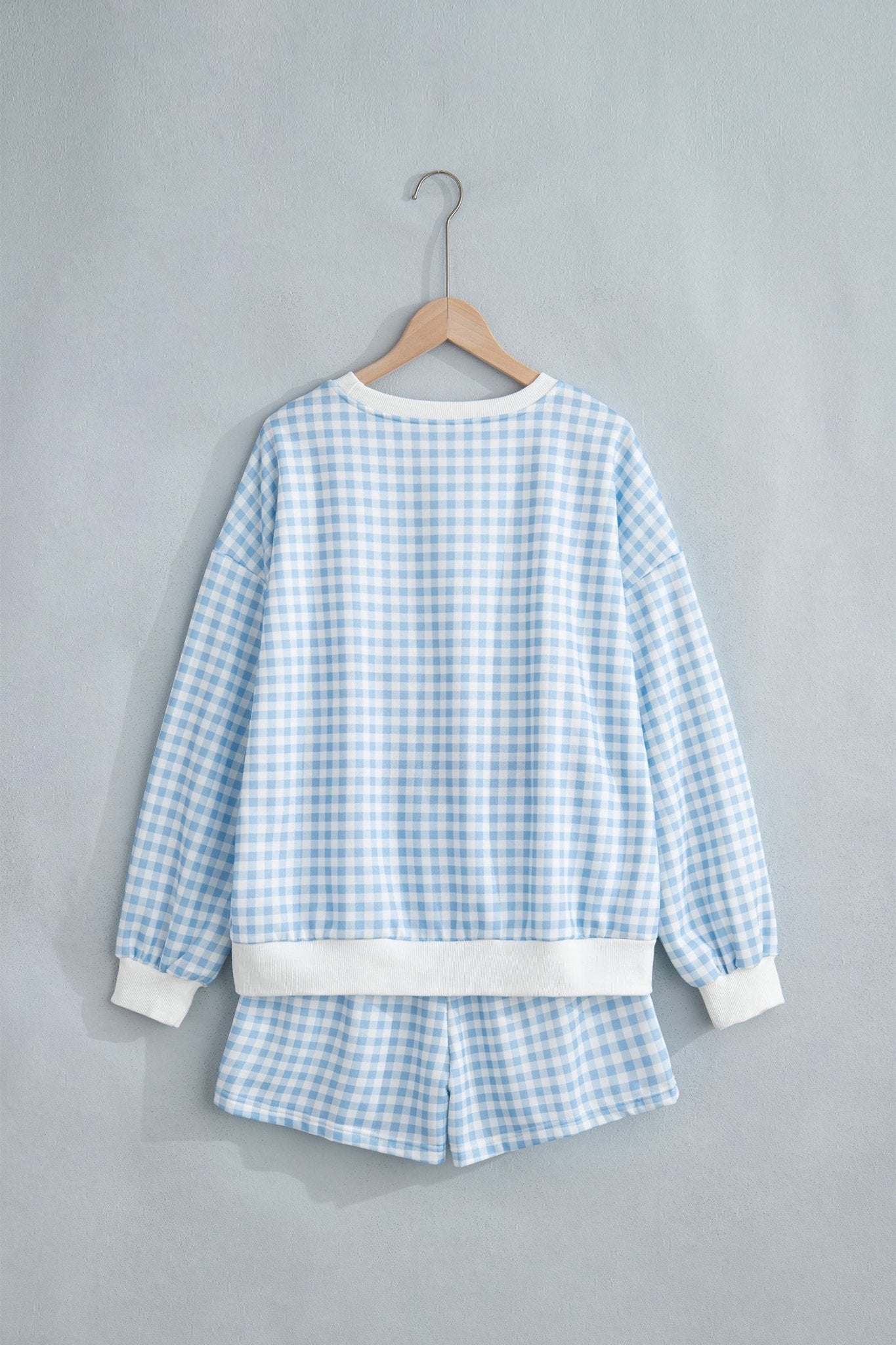 Gingham Contrast Trim Pullover Top & Shorts Set - Rooted & Reckless Co.