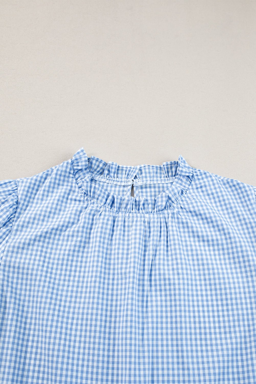 Gingham Floral Embroidered Puff Sleeve Blouse - Rooted & Reckless Co.