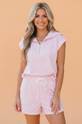 Gingham Half Zip Top & Elastic Waist Shorts Set - Rooted & Reckless Co.